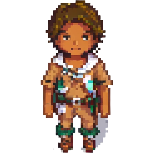Make the boy's skin tone tan, keep everything else the same, pixel art style, with no background. emoji