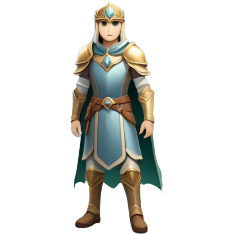 An icon featuring a hero with a closed visor, standing in a majestic, mystical landscape, inspired by RPGs like Elden Ring. The design includes a stunning, ethereal background with towering castles and distant mountains, symbolizing the adventure and mystery. Transparent background emoji