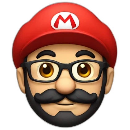 Super Mario in red hat with glasses and black beard emoji