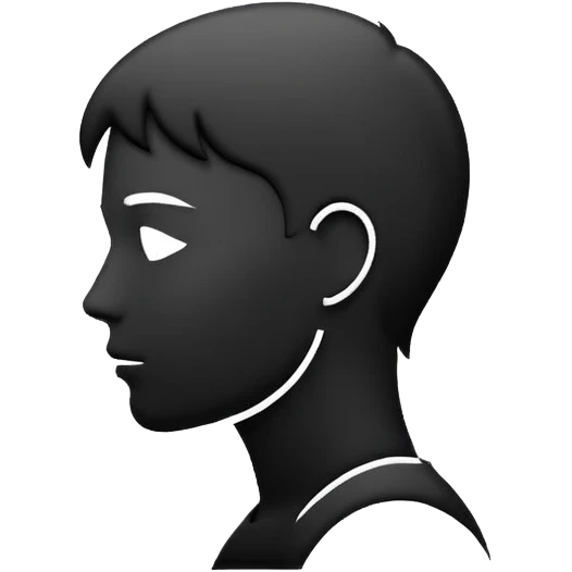 Minimalistic flat vector icon, iOS style, thin black outline on white background. Person silhouette. Black, completely monochrome, matte.  emoji
