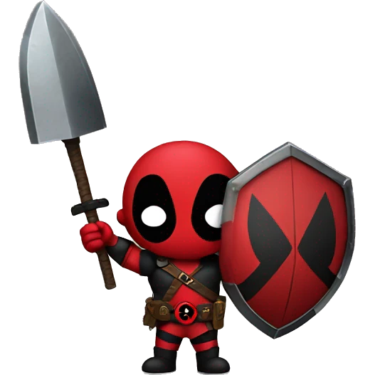 Deadpool holding Viking shield emoji