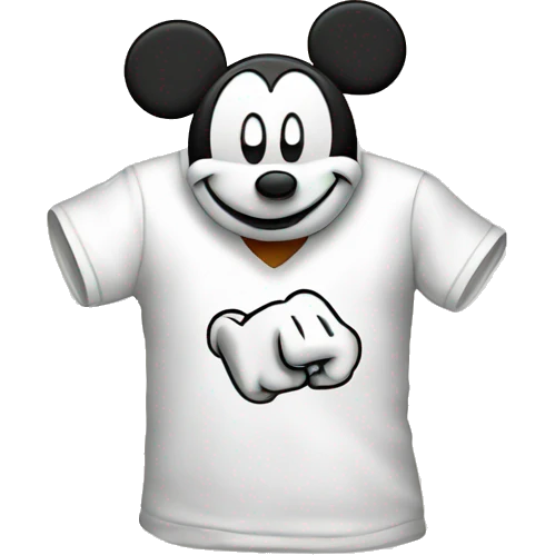 white t-shirt with Mickey head in hand drawn style  emoji