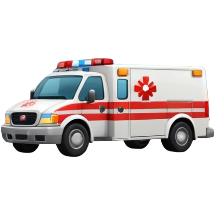 Emergency Medical Services department building with Emergency Medical Services car near emoji