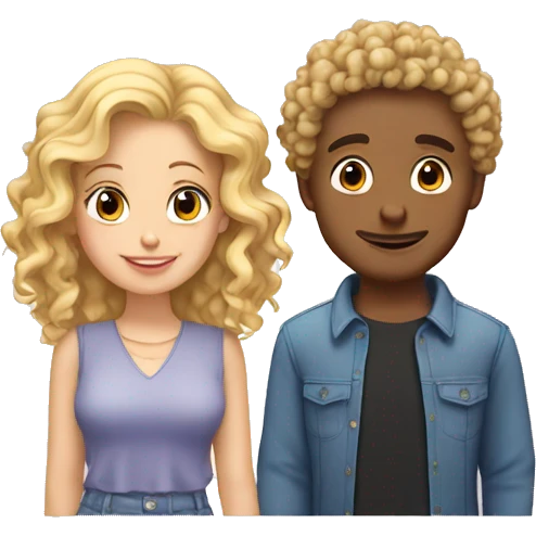loving couple curly guy and blonde girl emoji