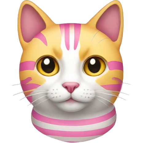 cat with yellow and pink stripes emoji