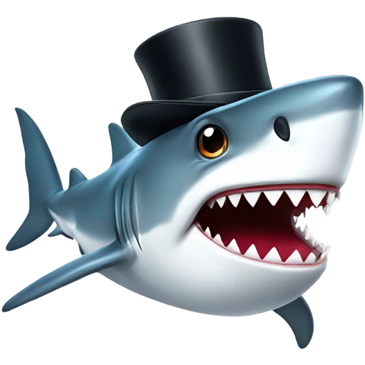 Shark with a top hat emoji