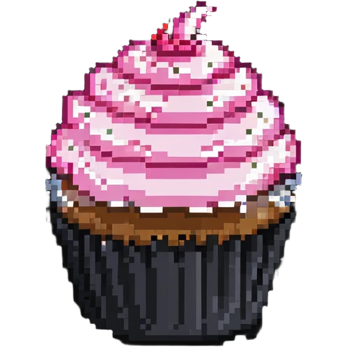 side view cupcake with pink icing emoji