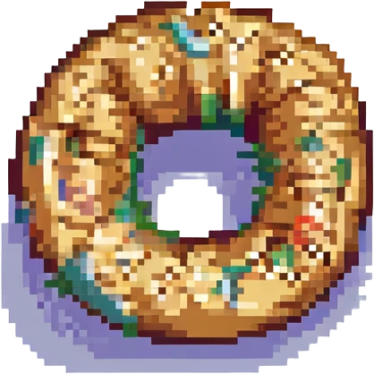 a bagel, pixel art style, colorful, simple emoji