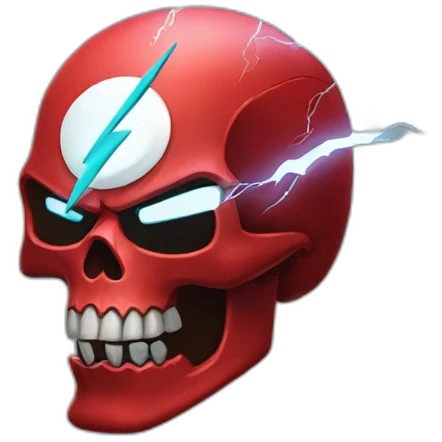 red skull and lightning emoji