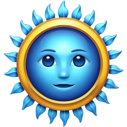 Verified badge with the body of a Sun ☀️ make the color blue and make sure they is no cartoon in it emoji