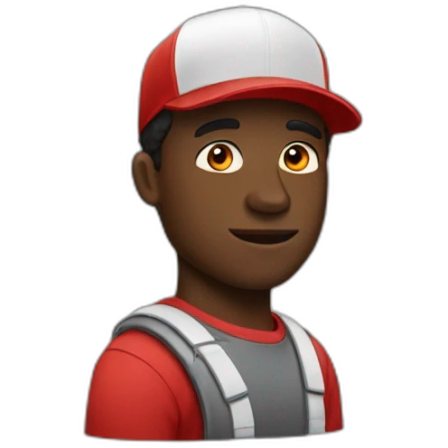 Black Guy with red ansñd with cap emoji