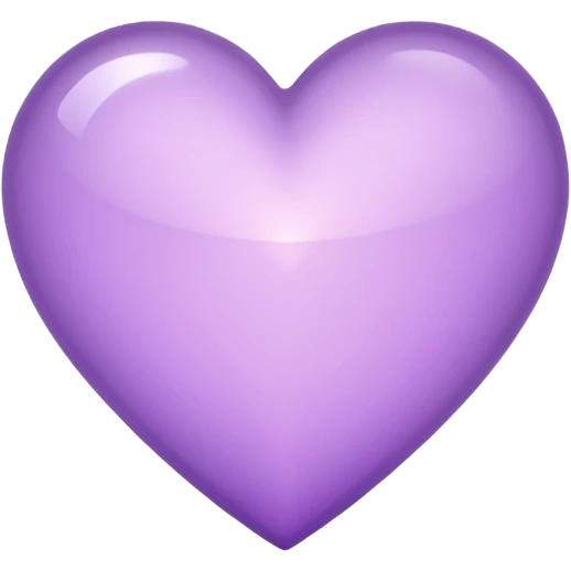 A light purple heart emoji that has the same shape as a normal heart emoji and light reflecting is from the tip of the heart and not in a circular  shape emoji