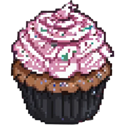 pixel art cupcake with pink icing emoji