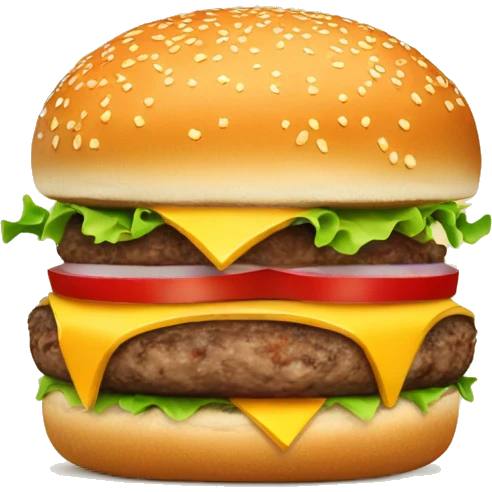 a beef burger with cheese and fries  emoji