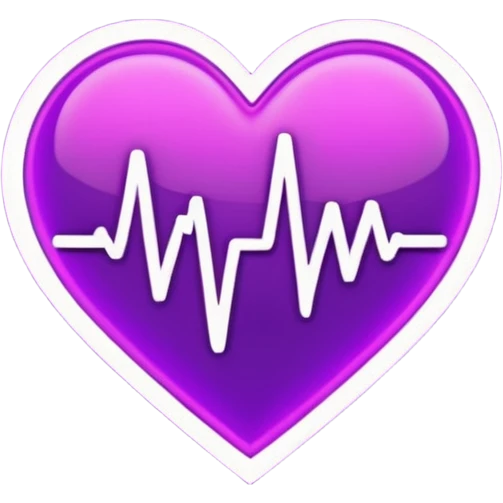 heart pules tech with the pules symbol in the middle, make the hart dark purple emoji