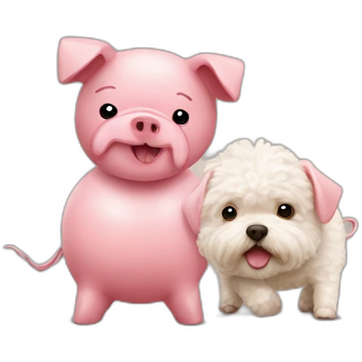 Maltipoo and boxing pig emoji