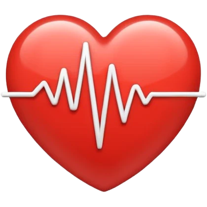 Minimal line-art icon of a heart with a pulse line inside, clean modern style, simple outlines, no background, transparent, represents “medical challenges / health difficulties emoji