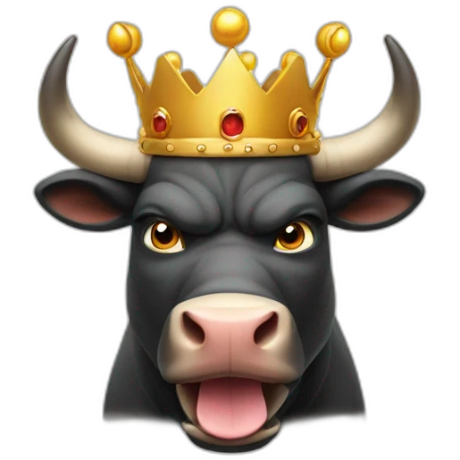 very angry bull with a crown emoji