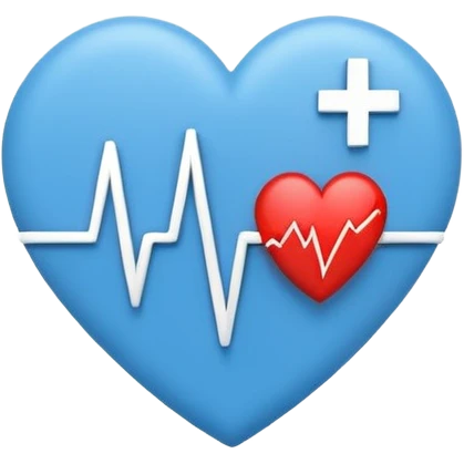 Minimal medical AI logo emoji, heart or shield shape, broken ECG line stylized as letters AI, flat vector style, clean modern healthcare design, blue and white, trustworthy, simple emoji