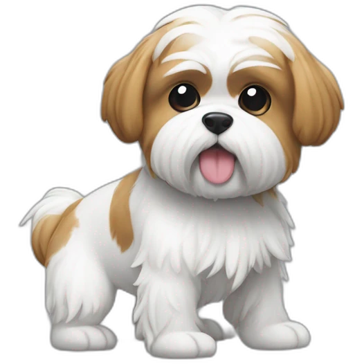 Shitzu blanc gris et roux qui danse emoji