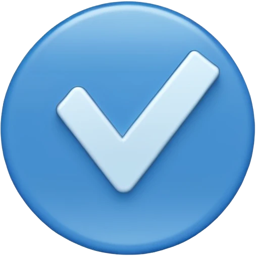 Blue verification checkmark emoji.
Blue circle, white check.
Flat, minimal, no effects.
Transparent background. emoji