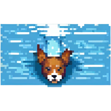 a dog swimming, pixel art style emoji