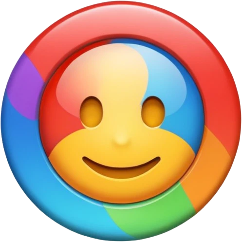 a colourful button not 3d or shading only 1 button no smiley face only 1 button no face emoji