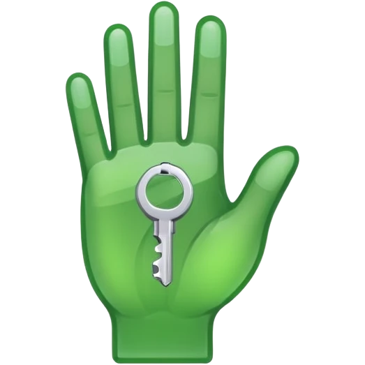 minimalistic green hand icon semi-transparent, key icon emoji