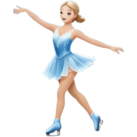 An icon showing a scenic ice rink with figure skater performing elegant moves under soft spotlight beams. Surrounded by audience stands and shimmering ice, the scene reflects harmony, grace, and the magic of figure skating. Transparent background included emoji