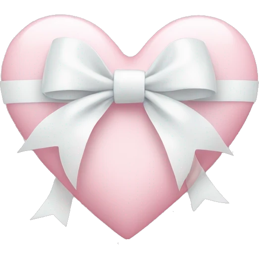 Pastel pink heart with white bow emoji