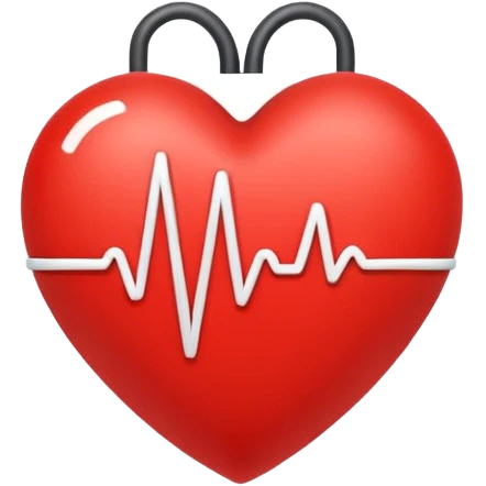 Minimal line-art icon of a heart with a pulse line inside, clean modern style, simple outlines, no background, transparent, represents “medical challenges / health difficulties emoji