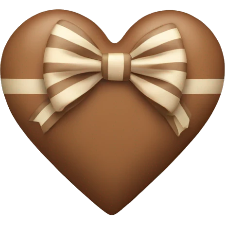 brown pastel heart with a beige striped bow emoji