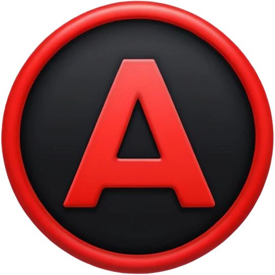 a black circle with a red A in the middle emoji