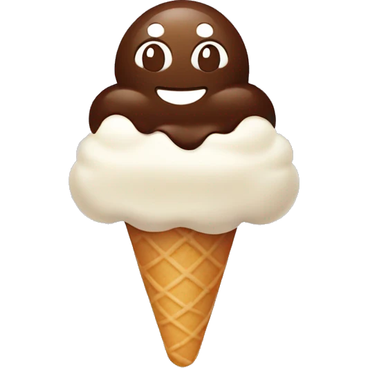 ice cream with chocolate without waffles , on a stick, flat shape, with a smile emoji