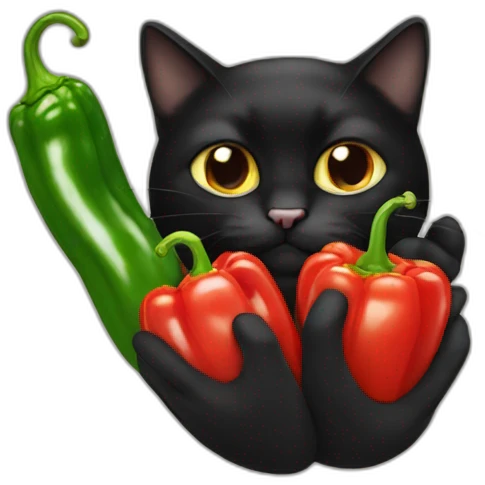 pepper eat black cat emoji