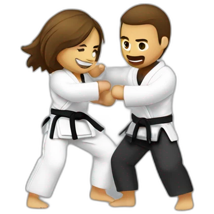 Casal lutando jiu-jitsu emoji