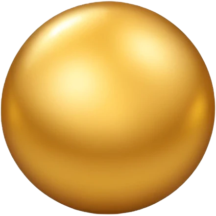 soft golden round, bright gold, glossy highlights emoji
