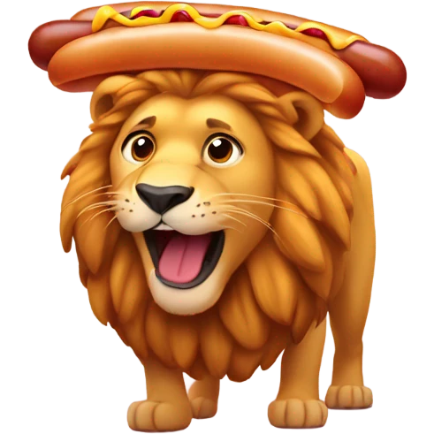 Lion wearing hotdogs emoji