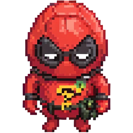 Remove any shadow and restyle the image as a Minecraft-inspired spawn egg with blocky, pixelated features. The egg should have Mr. Incredible's red suit, black mask, and the Incredibles logo clearly visible. Keep the background transparent. emoji