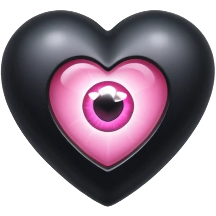 A black heart Gem with a pink eye in the center emoji