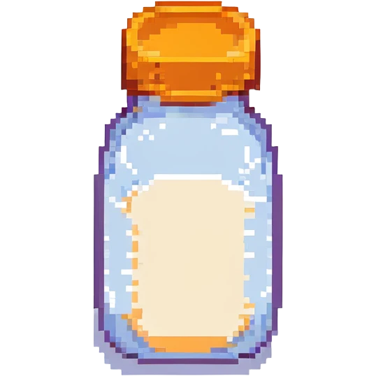pixel art baby bottle containing milk with orange lid emoji