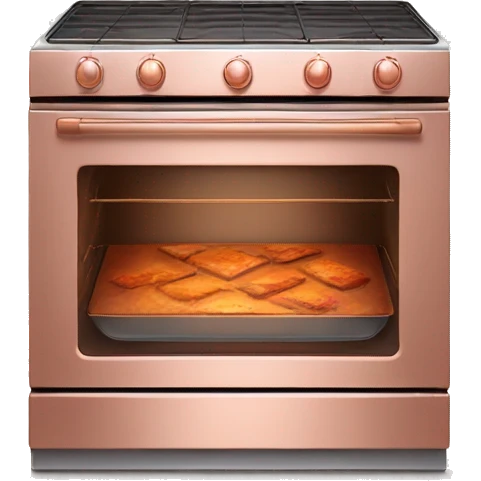 Realistic side view of rose gold oven. emoji