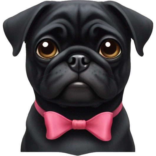 Black pug with a bow emoji
