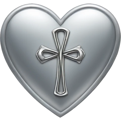 Silver heart shape with ankh in the center emoji
