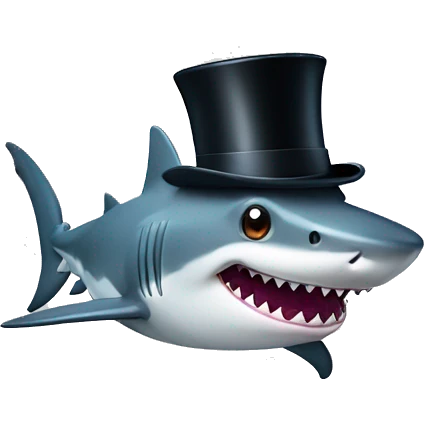 Shark with a top hat emoji