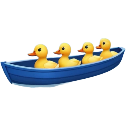 رودخانه ی خروشانی که به آن آفتاب میتابد و در آن اردک ها در قسمتی از آن  و در قسمت دیگر رودخانه قایقی به رنگ آبی شنا میکنند emoji