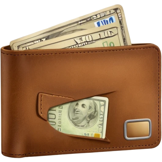 portefeuille marron avec billet et carte bancaire emoji