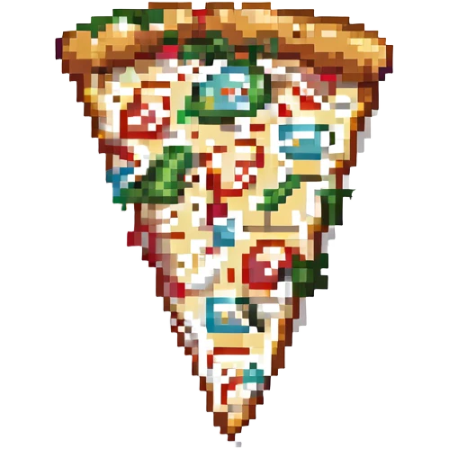 slice of pizza, pixel art style, retro video game look, small size, clear toppings emoji