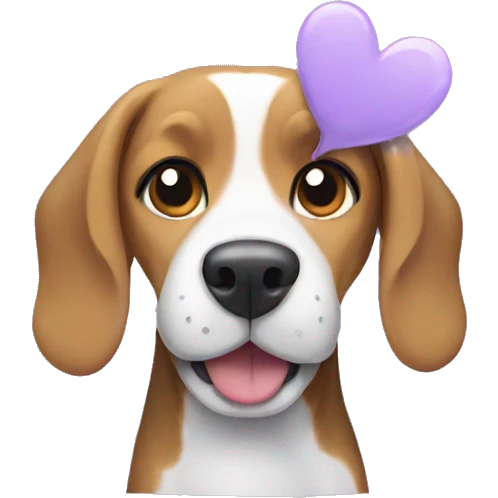 Beagle dog with a lilac heart emoji