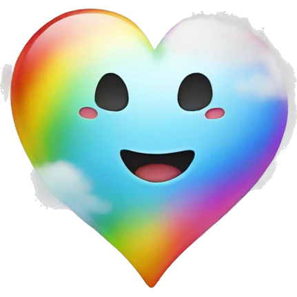 Heart emoji with shine and cloud with rainbow on top  emoji